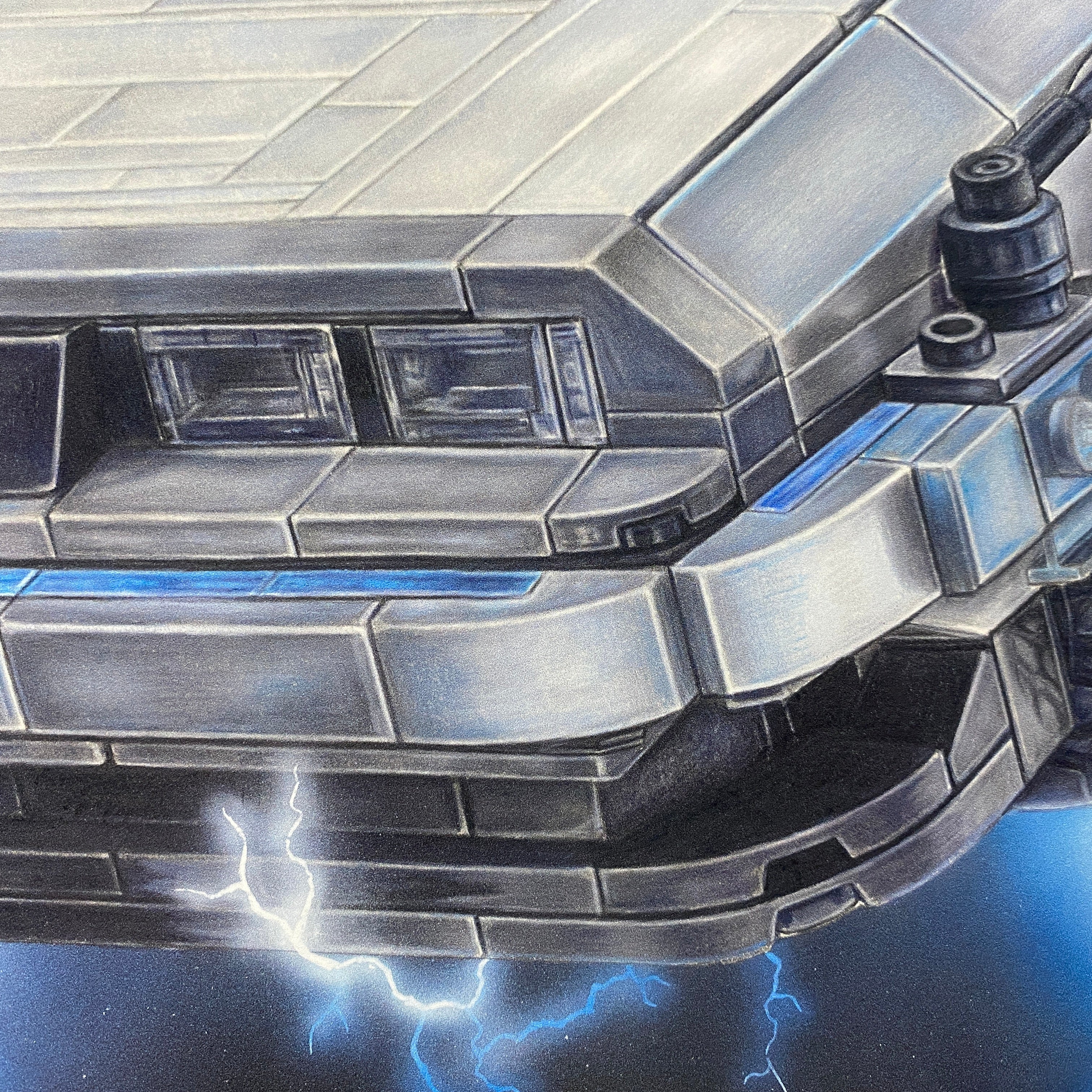 LEGO Delorean Drawing - PRINT