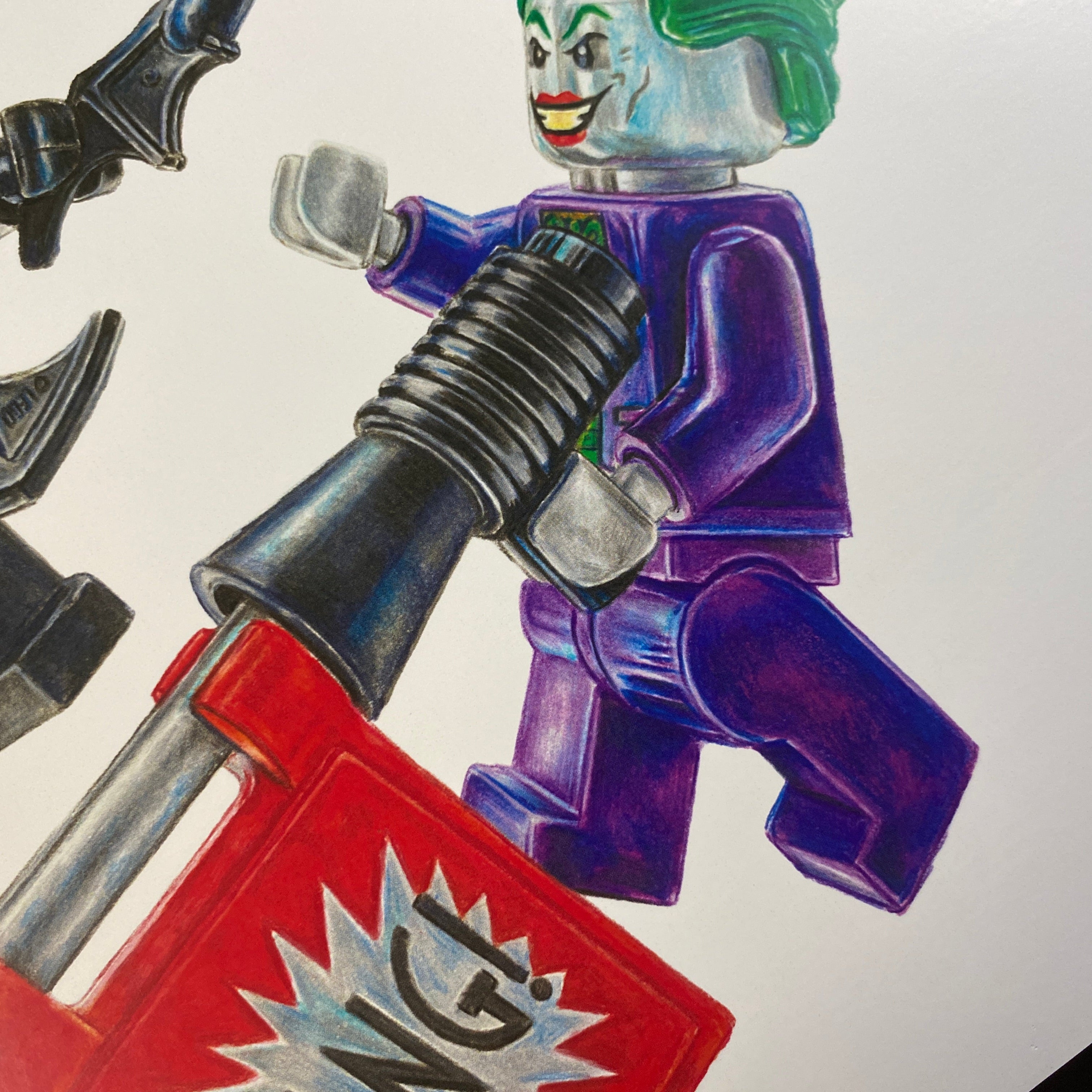 LEGO Batman and Joker Minifigures Drawing - PRINT