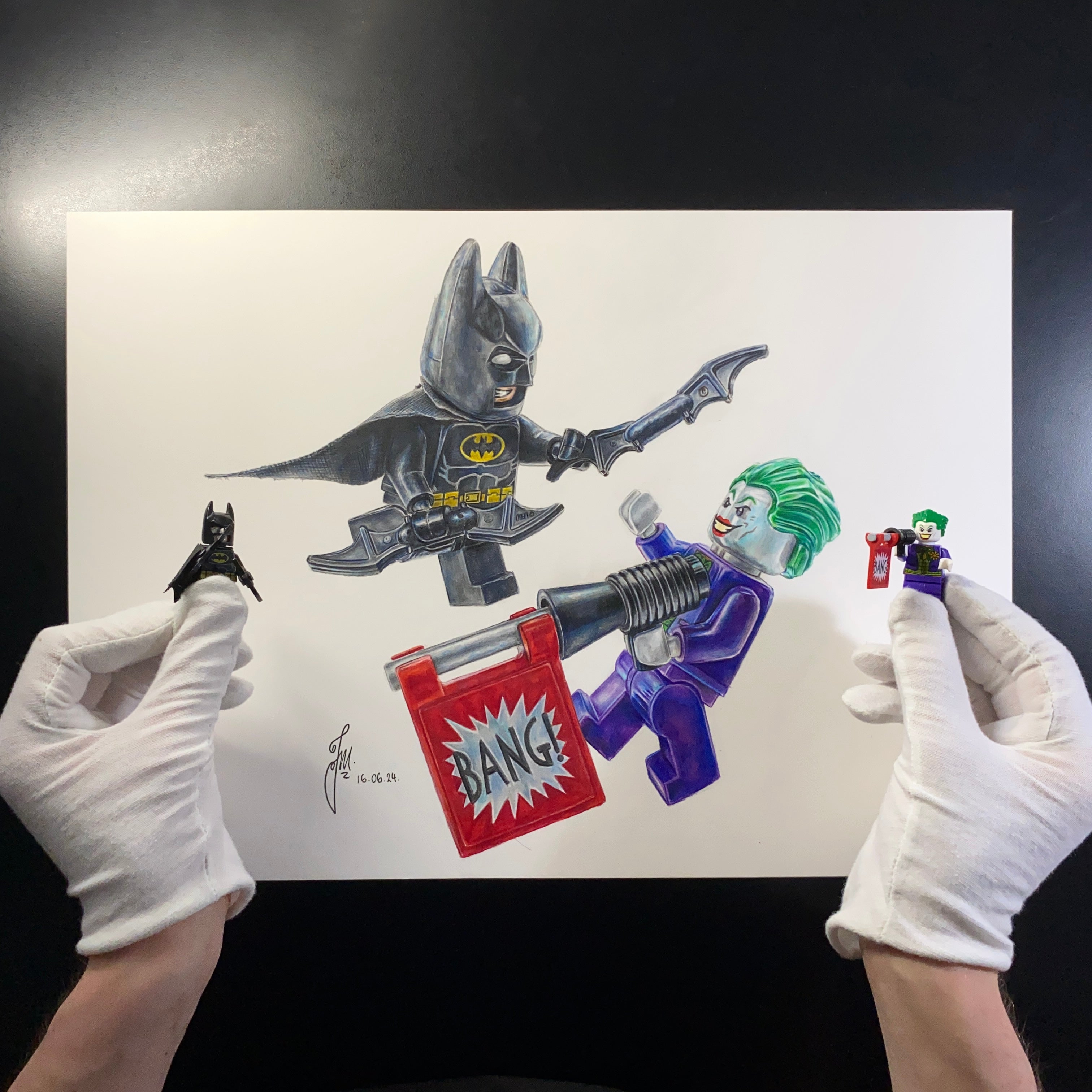 LEGO Batman and Joker Minifigures Drawing - PRINT