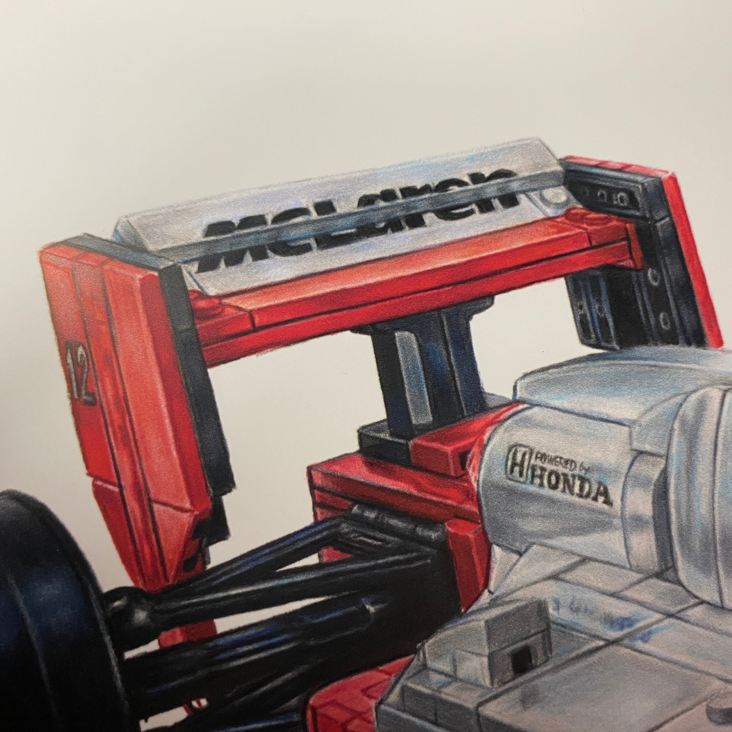 Drawing of LEGO Senna's McLaren MP4/4 F1 Car - PRINT