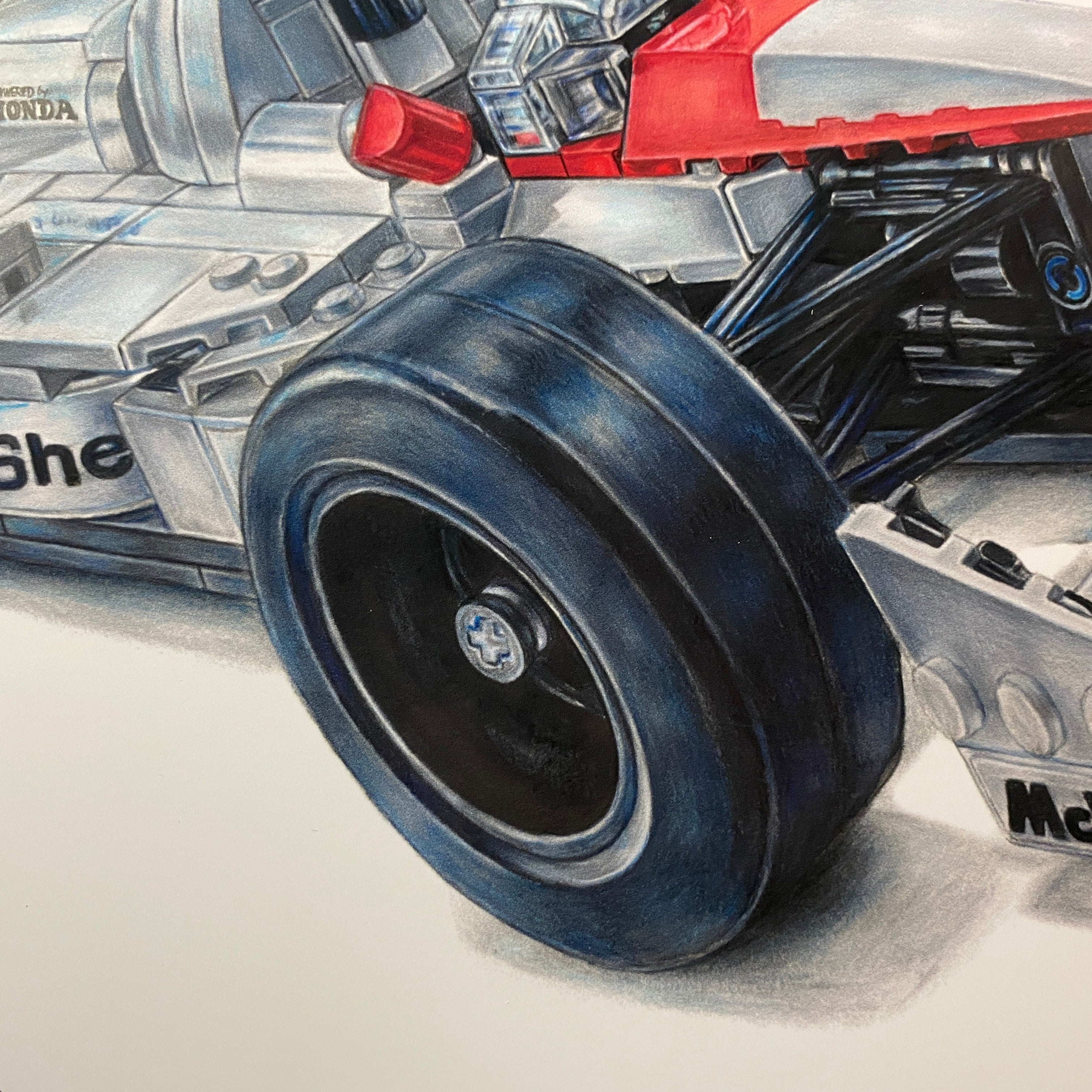 Drawing of LEGO Senna's McLaren MP4/4 F1 Car - PRINT