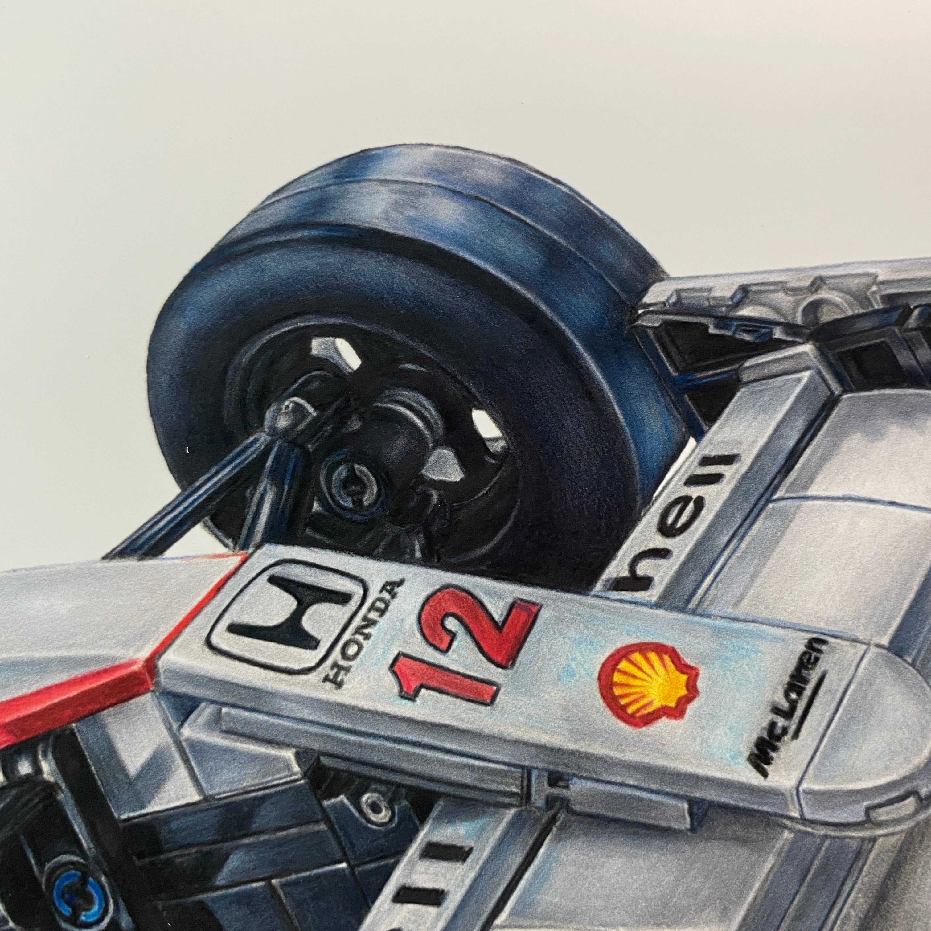 Drawing of LEGO Senna's McLaren MP4/4 F1 Car - PRINT
