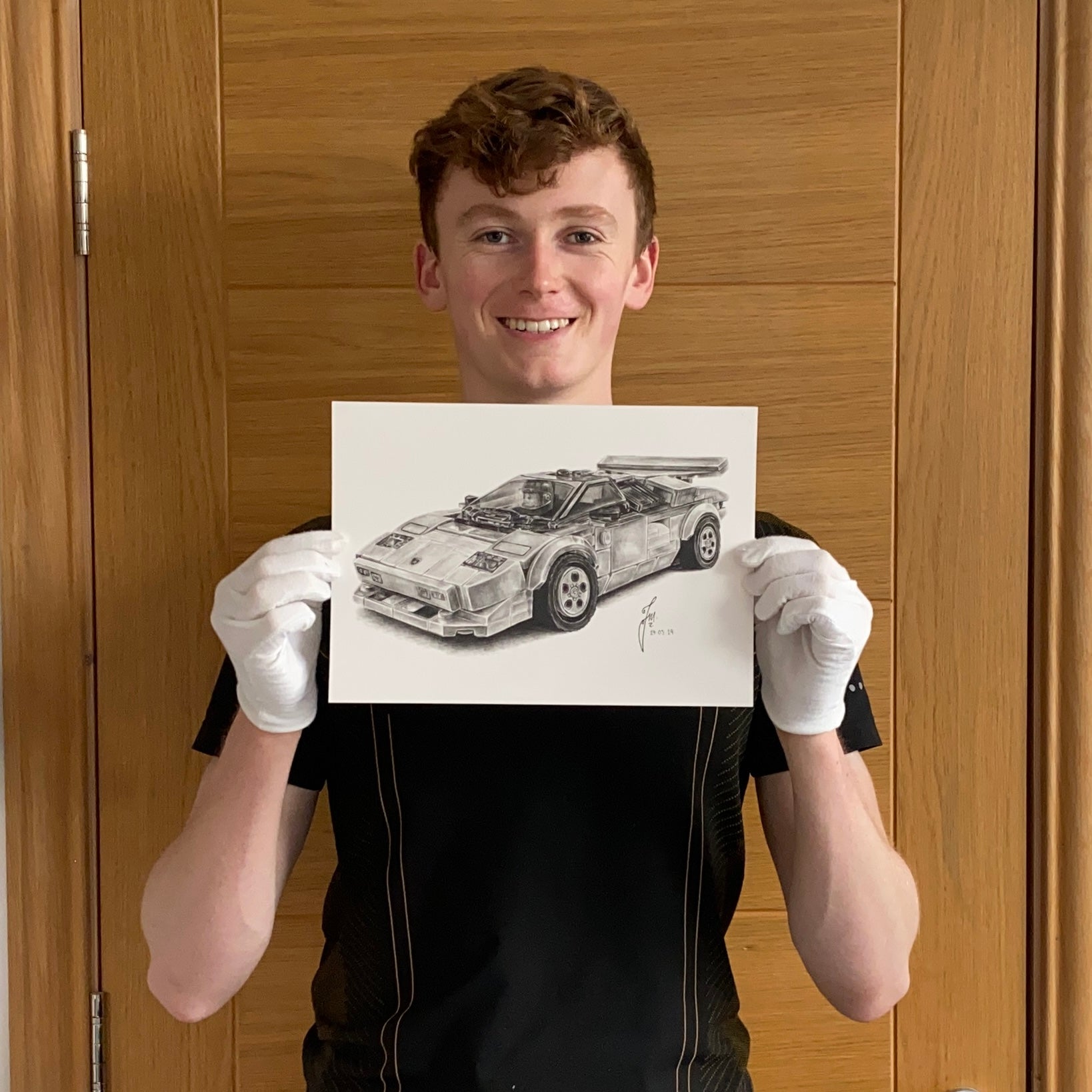 LEGO Lamborghini Countach Graphite Drawing - PRINT
