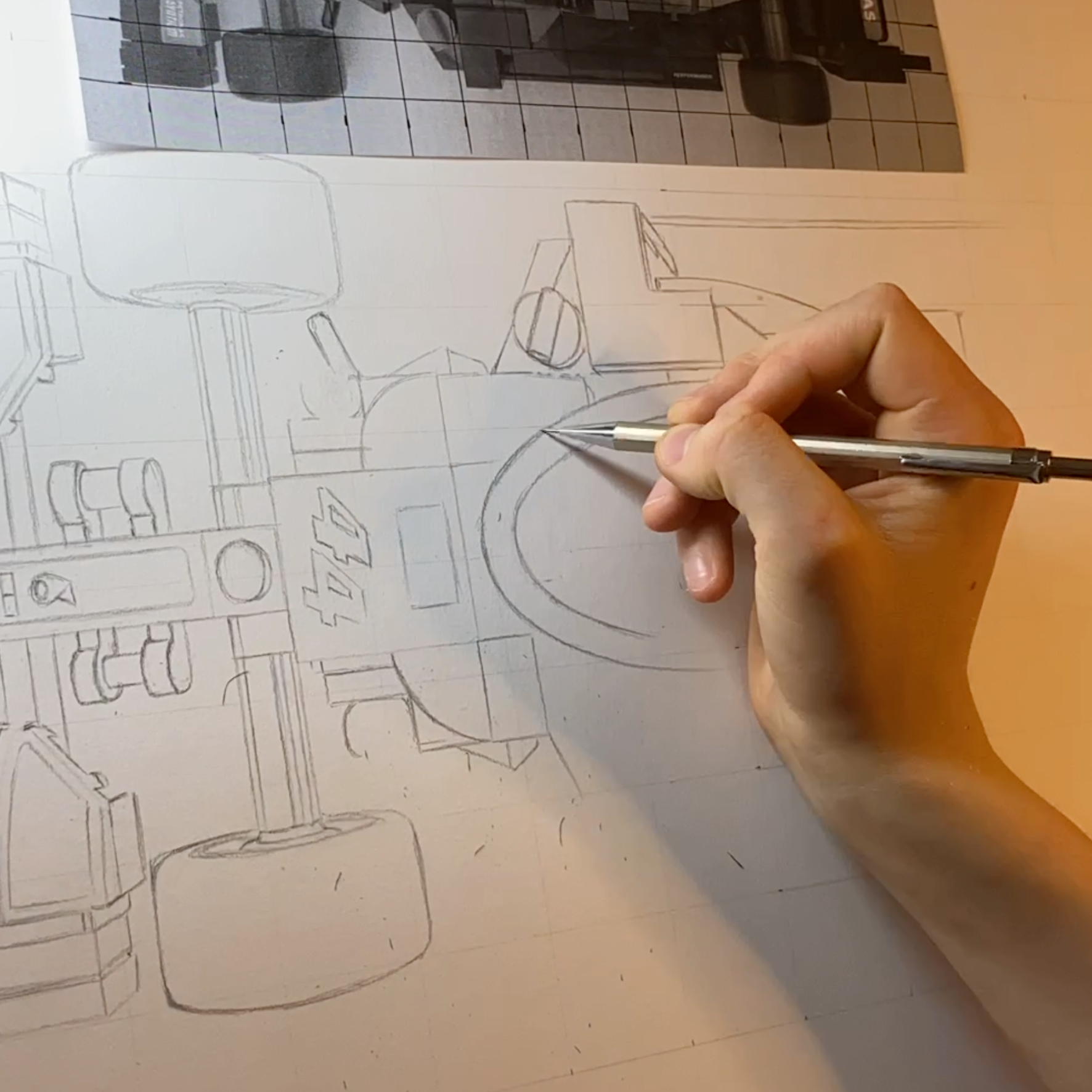LEGO Mercedes F1 Car Drawing - PRINT