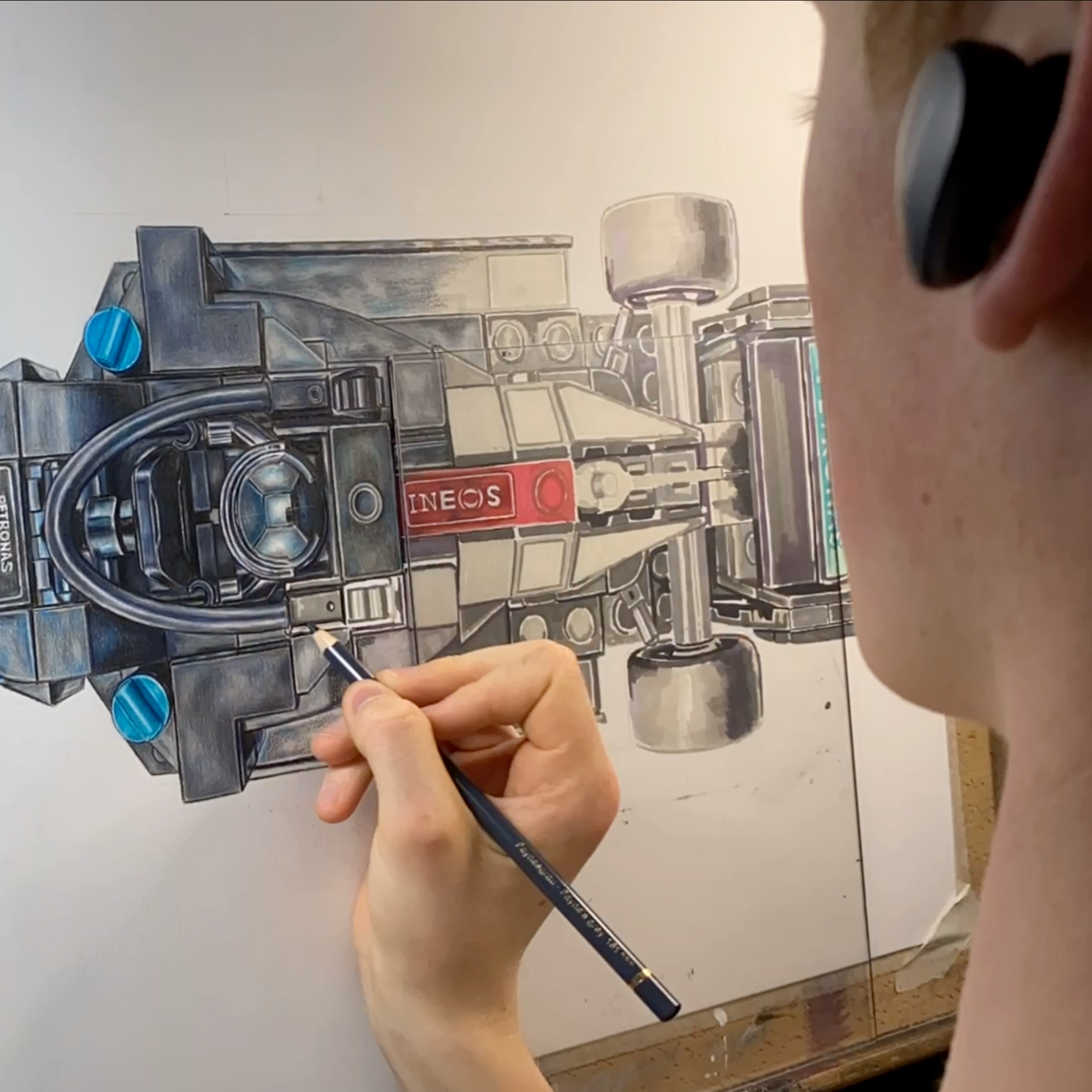 LEGO Mercedes F1 Car Drawing - PRINT
