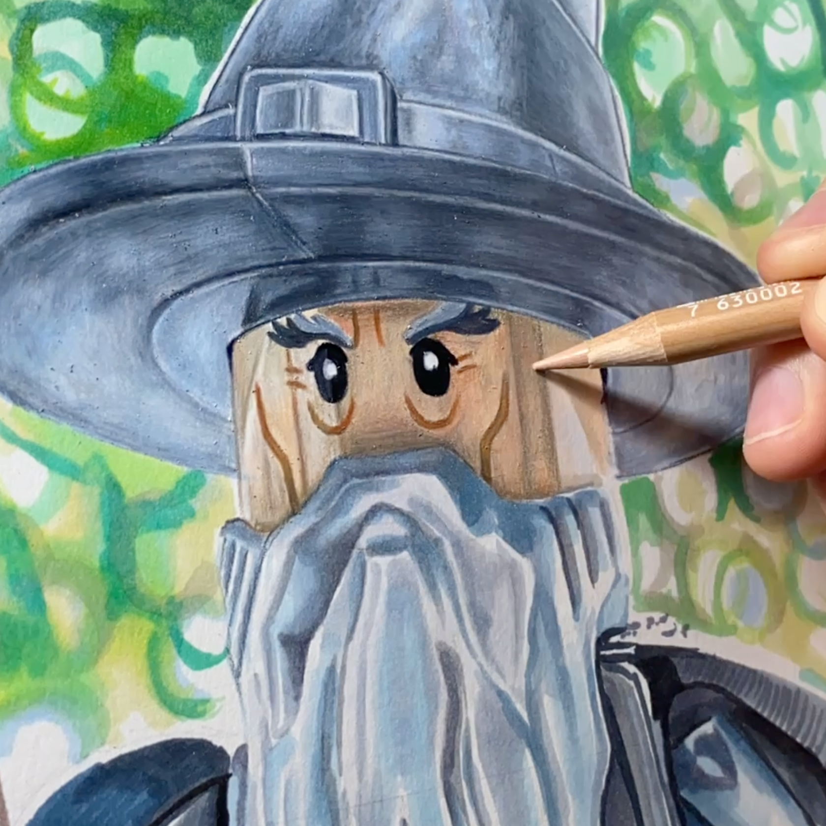 LEGO Gandalf Minifigure Drawing - PRINT