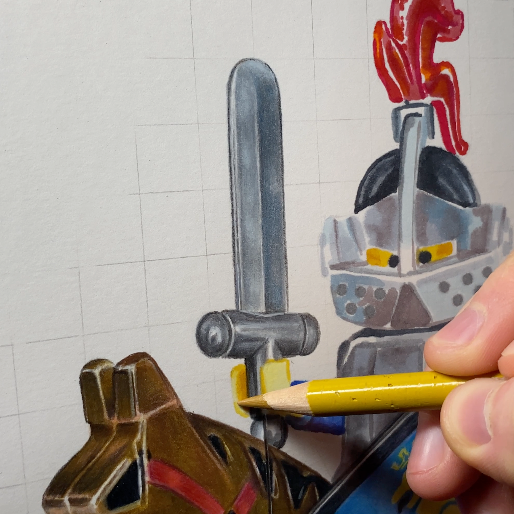LEGO Lion Knight Minifigure Drawing - PRINT