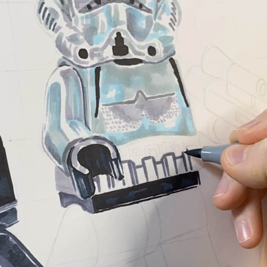 LEGO Shadowtrooper and Stormtrooper Minifigure Drawing - PRINT