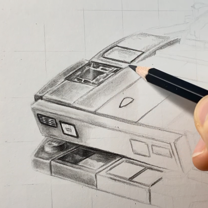LEGO Lamborghini Countach Graphite Drawing - PRINT