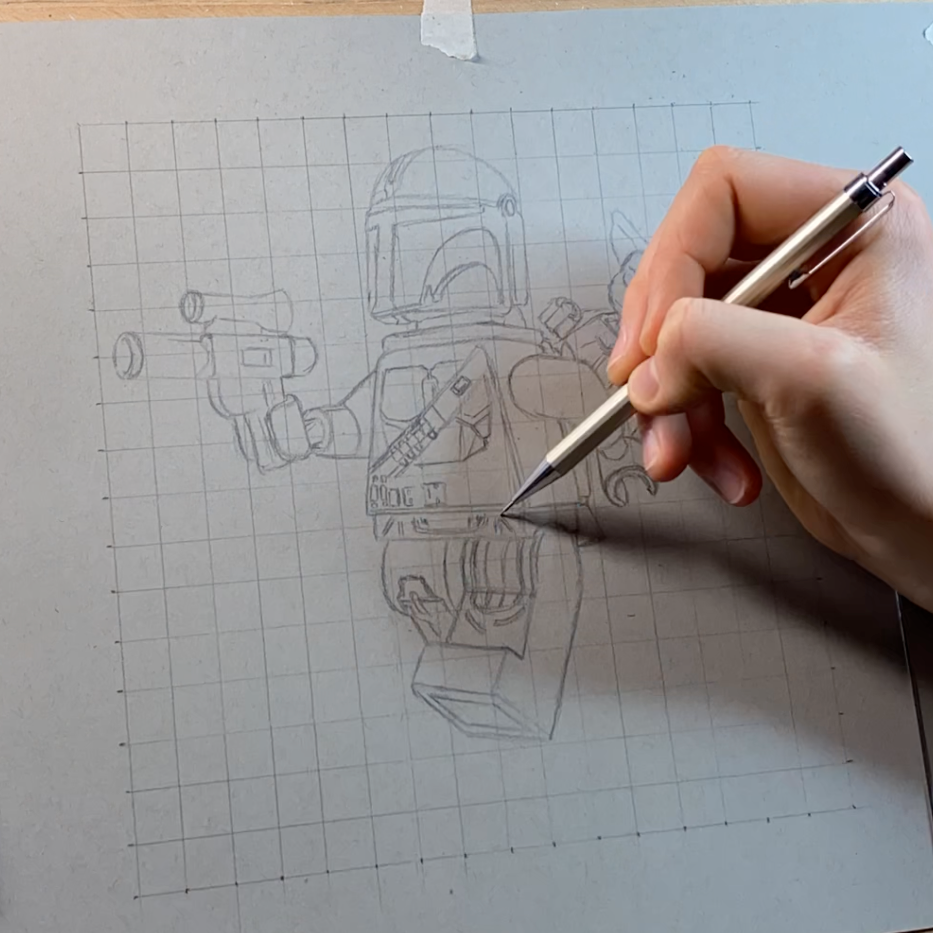 LEGO Mandalorian And Grogu Minifigure Drawing - ORIGINAL