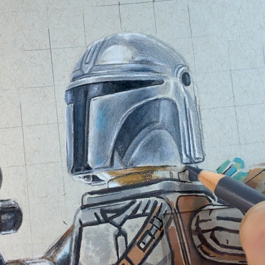LEGO Mandalorian And Grogu Minifigure Drawing - ORIGINAL