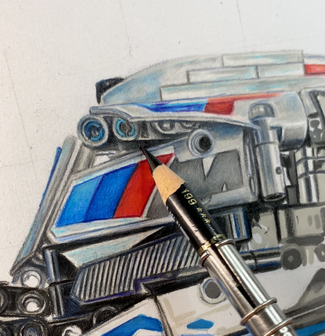 LEGO Technic BMW M1000RR Pencil Drawing - ORIGINAL