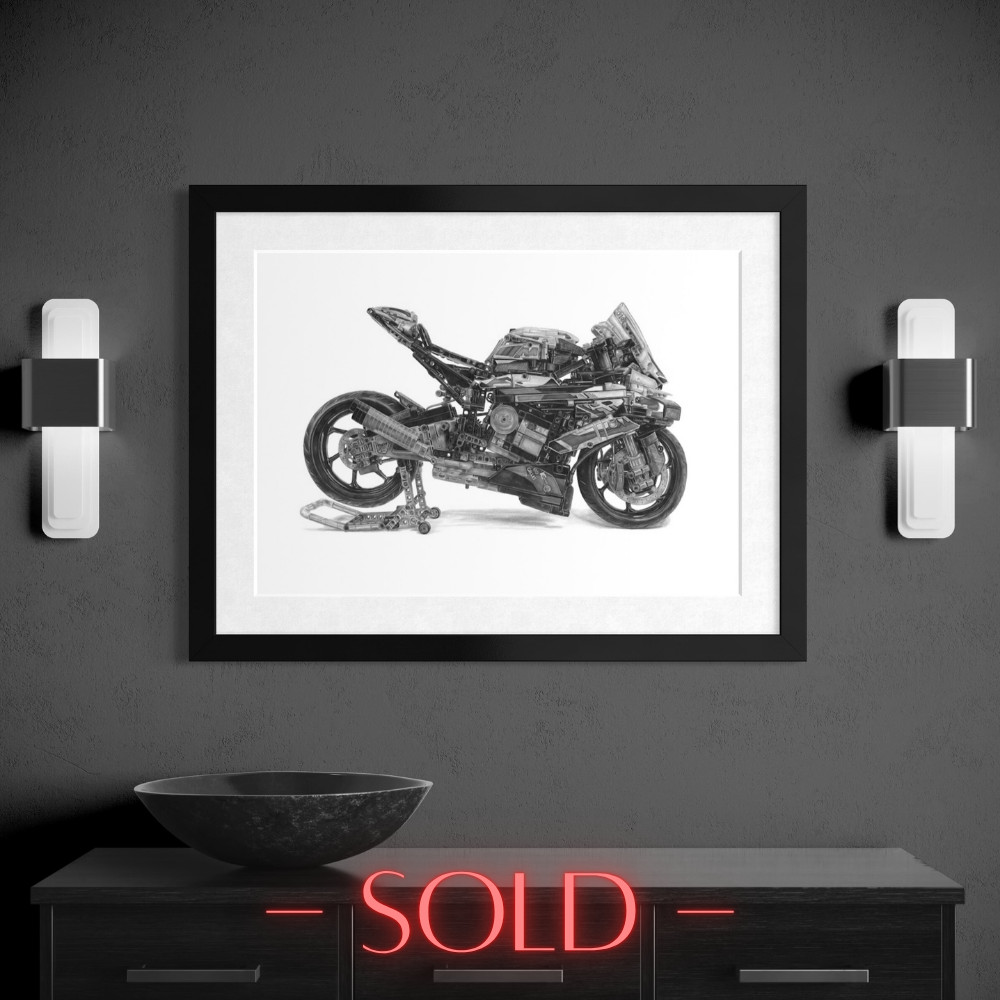 LEGO Technic BMW M1000RR Pencil Drawing - ORIGINAL