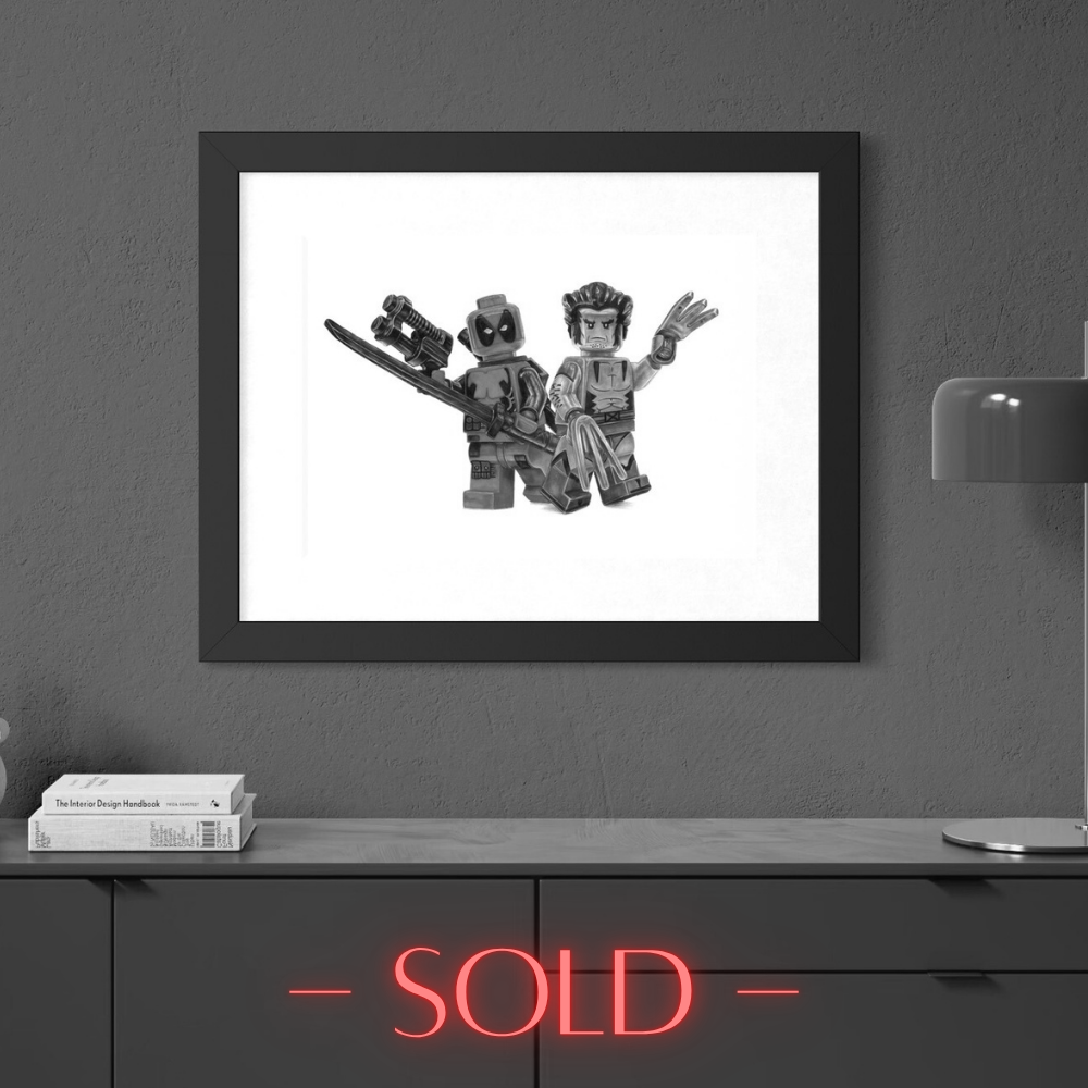 Deadpool and Wolverine Minifigure Drawing - ORIGINAL
