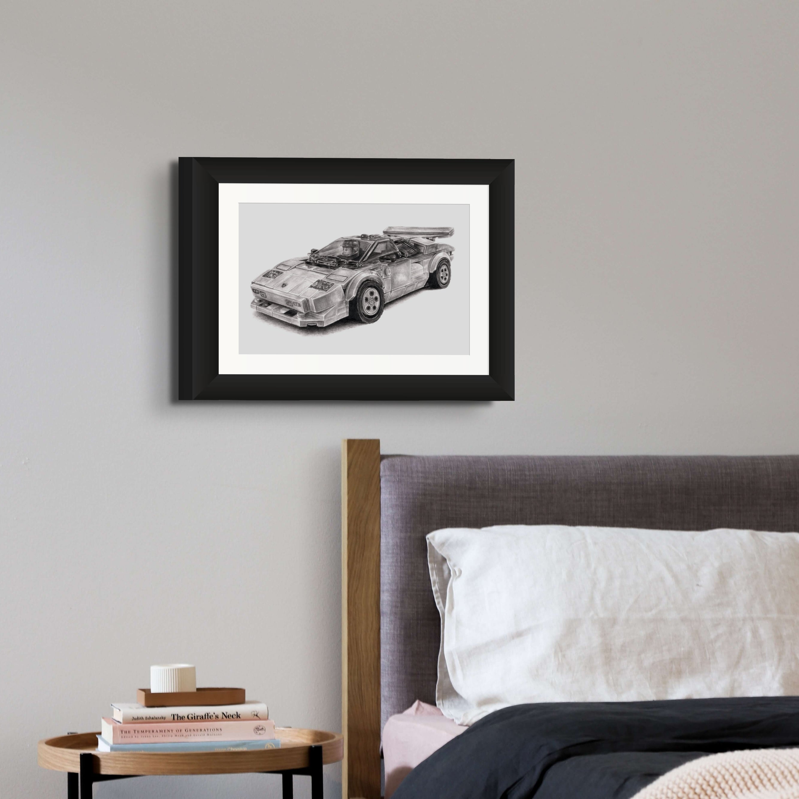 LEGO Lamborghini Countach Graphite Drawing - PRINT