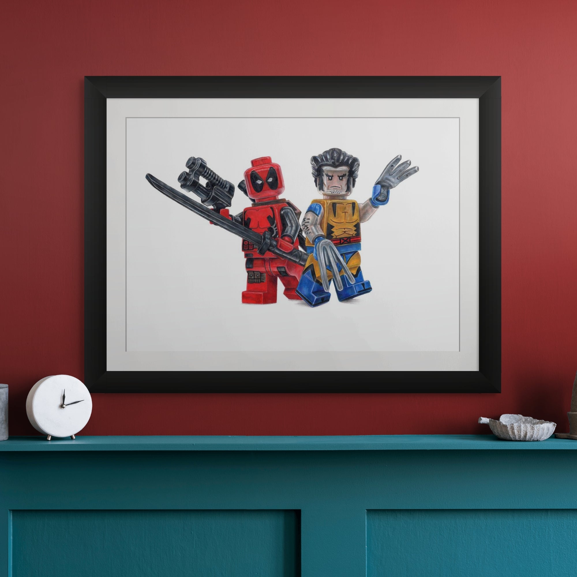 Deadpool and Wolverine Minifigure Drawing - ORIGINAL