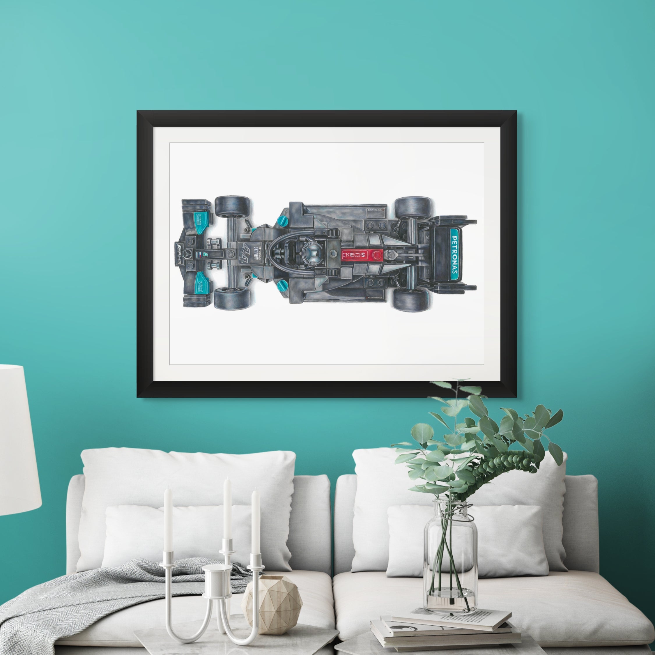 LEGO Mercedes F1 Car Drawing - PRINT