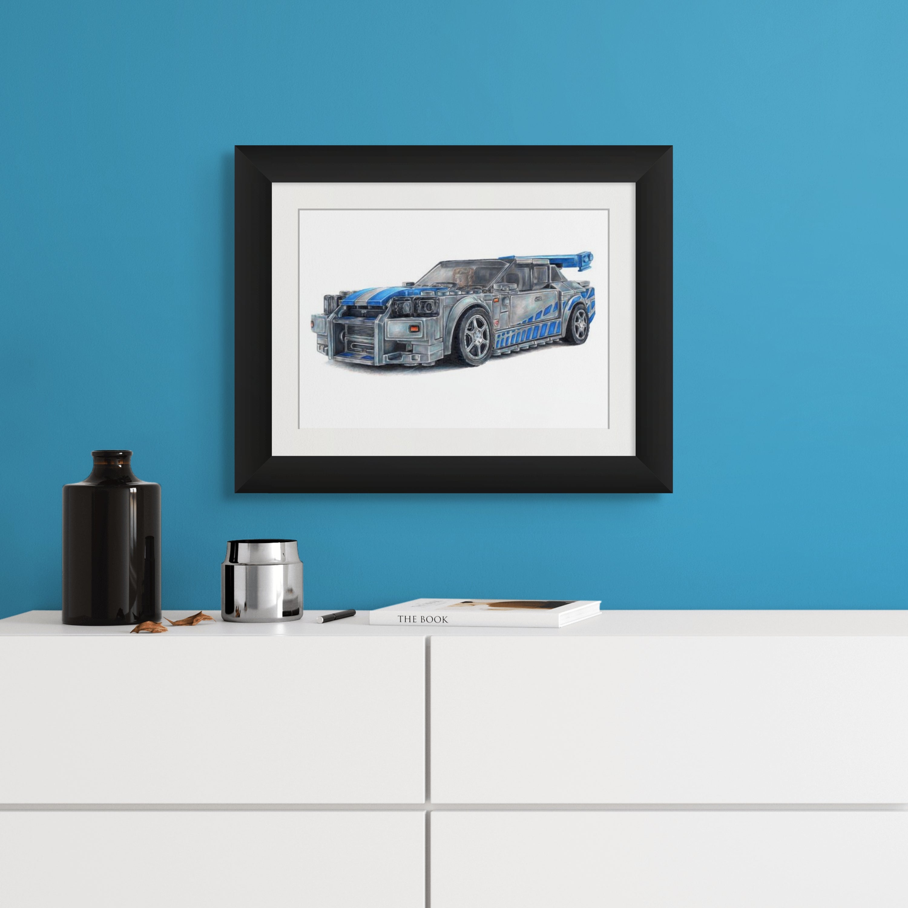 LEGO Nissan Skyline GTR R34 Drawing - PRINT