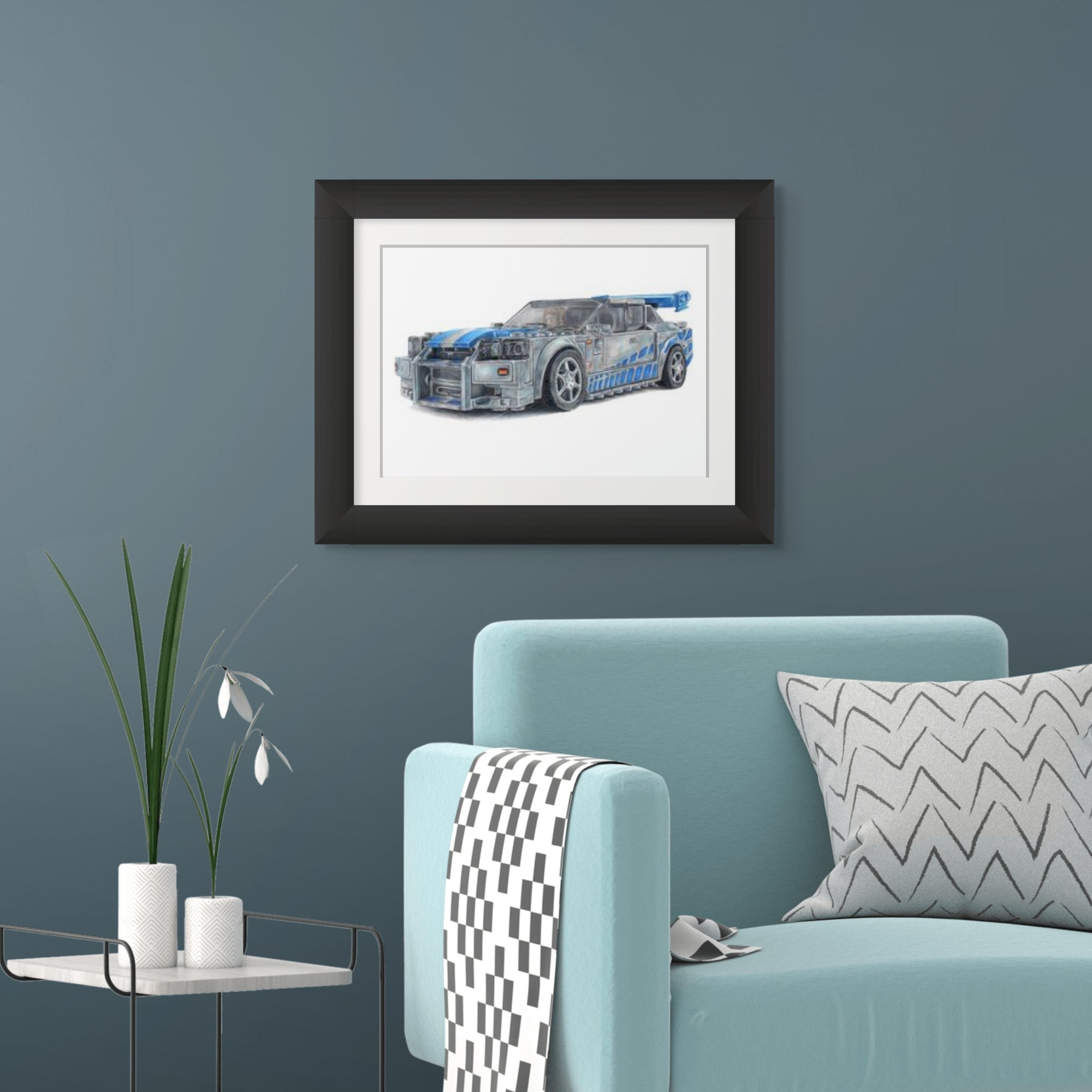 LEGO Nissan Skyline GTR R34 Drawing - PRINT