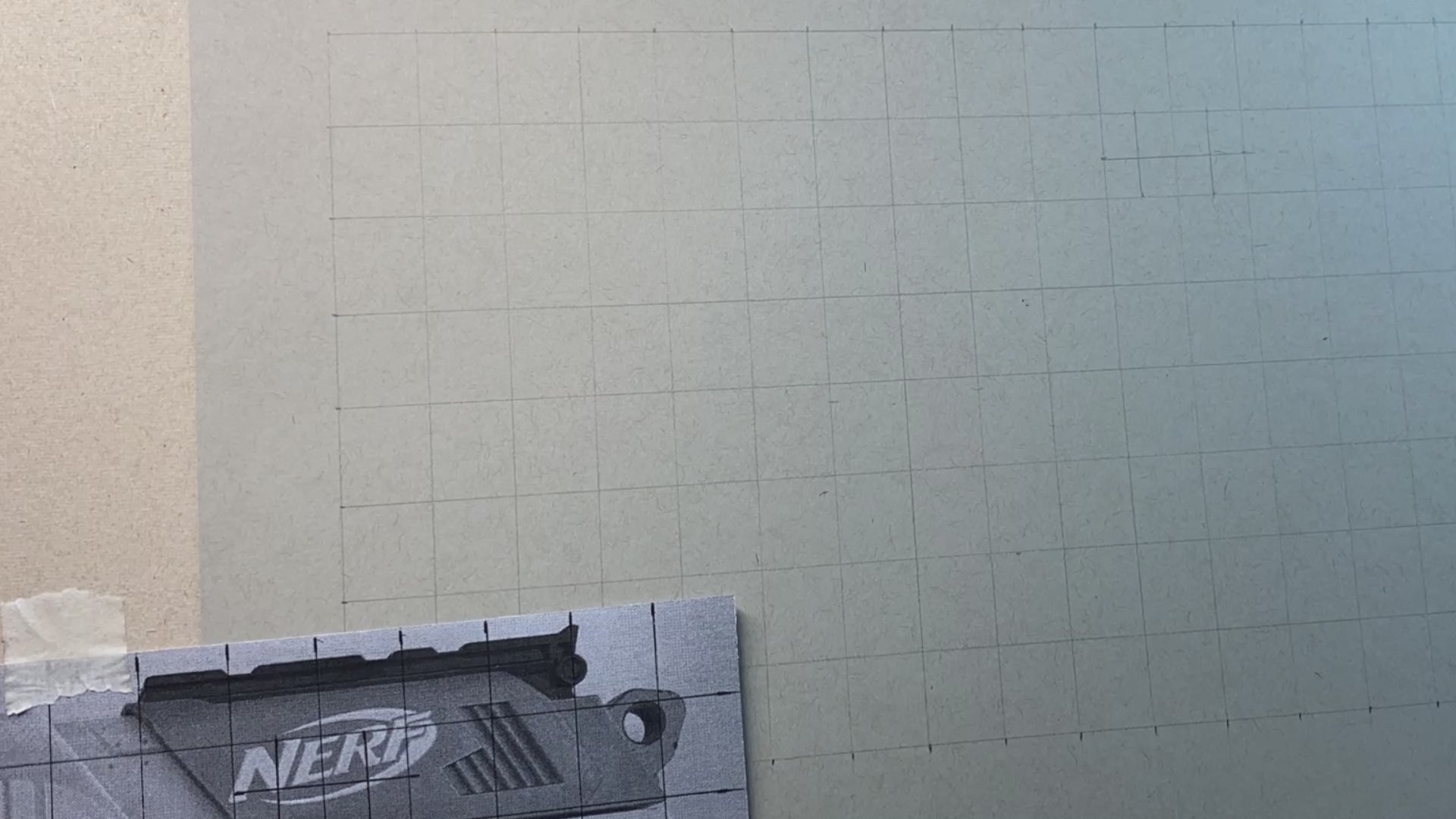 timelapse of how tom mothersole drew the nerf Maverick blaster with markers and coloured pencils