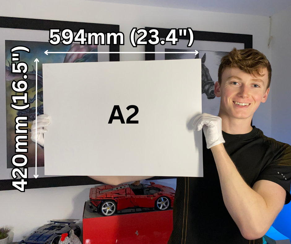 tom mothersole with A2 piece of paper size guide