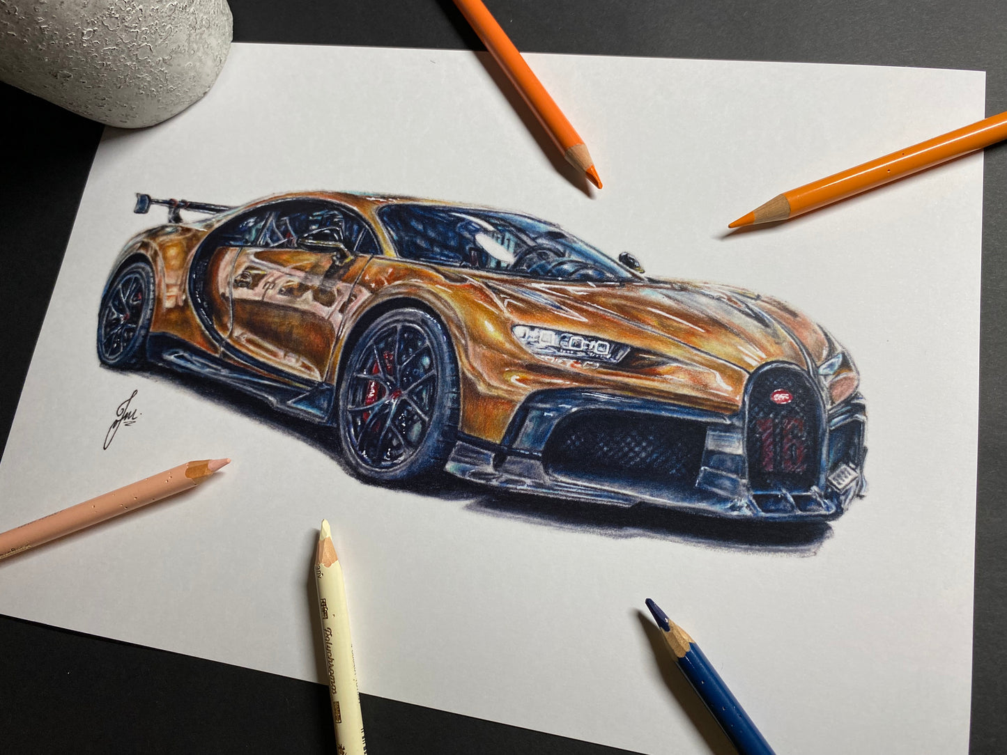 Bugatti Chiron Drawing - Print