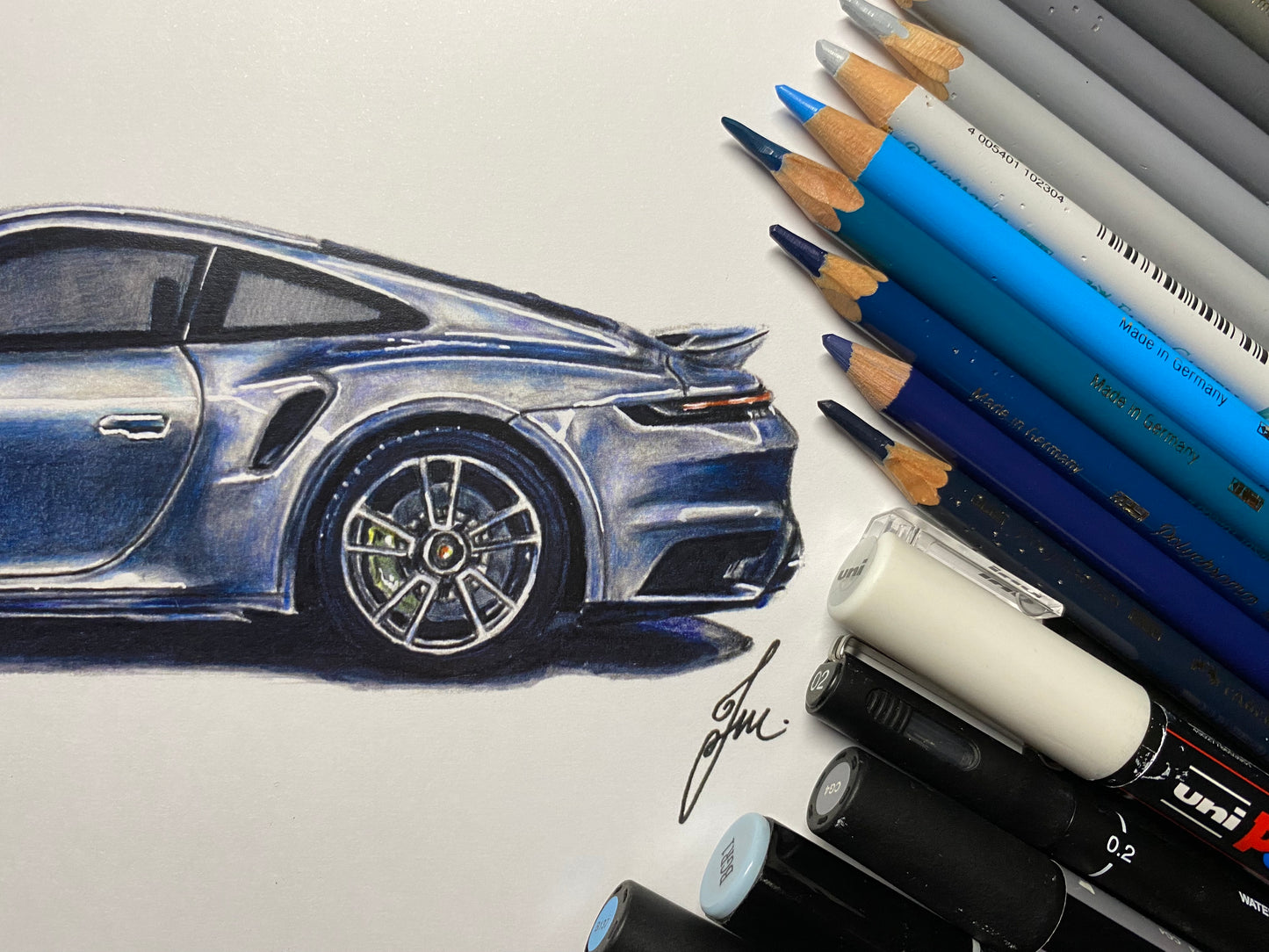 Porsche 911 Drawing - PRINT