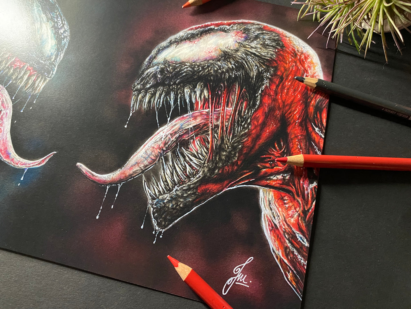 Venom and Carnage Drawing - PRINT