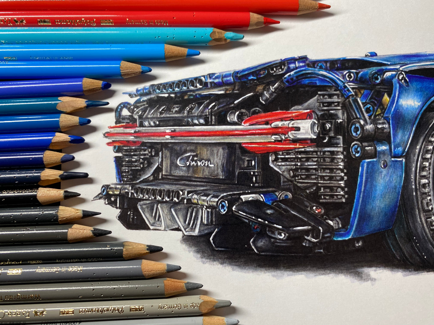 LEGO Technic Bugatti Chiron Drawing - PRINT