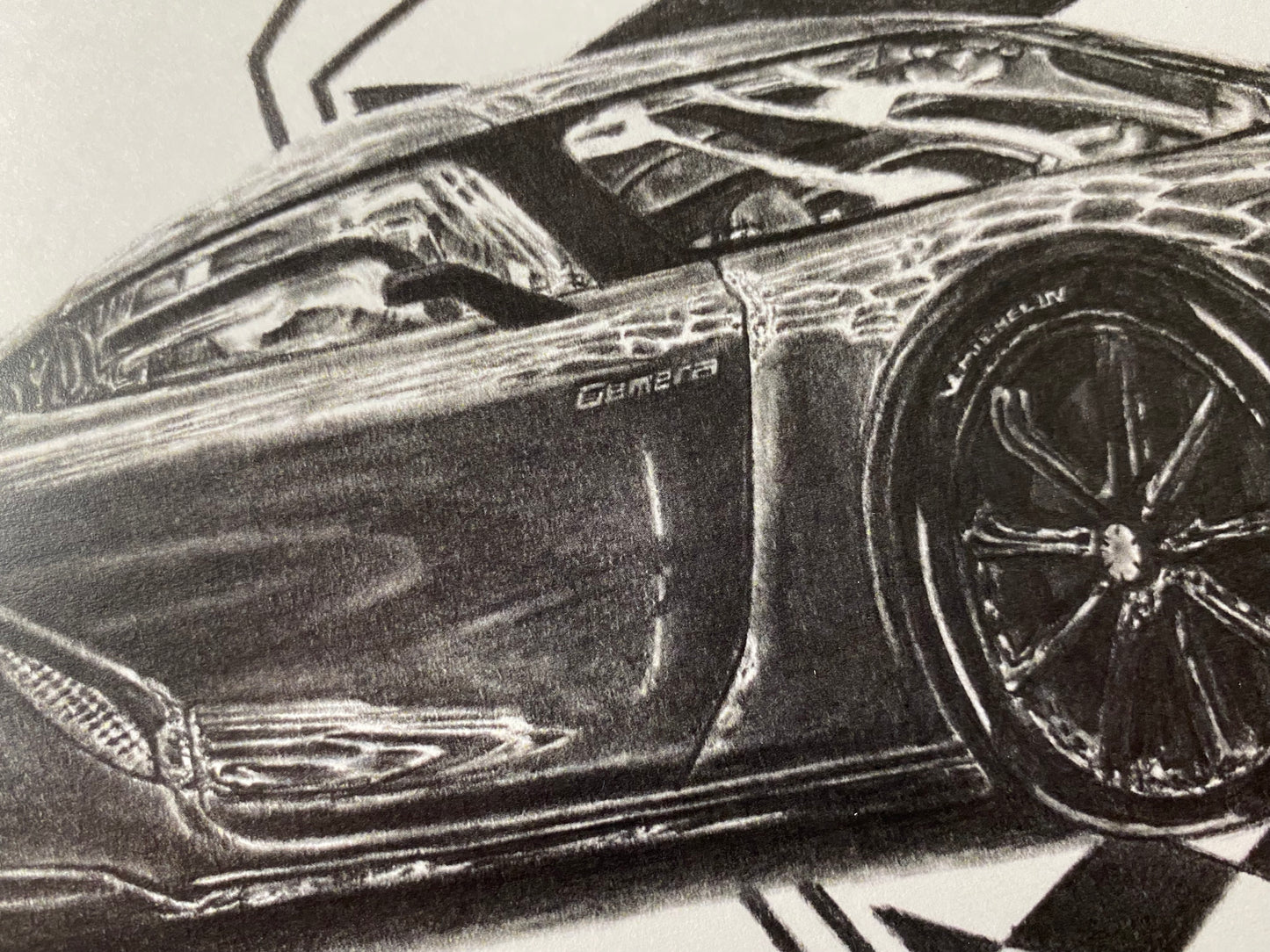 Koenigsegg Gemera Graphite Pencil Drawing - PRINT