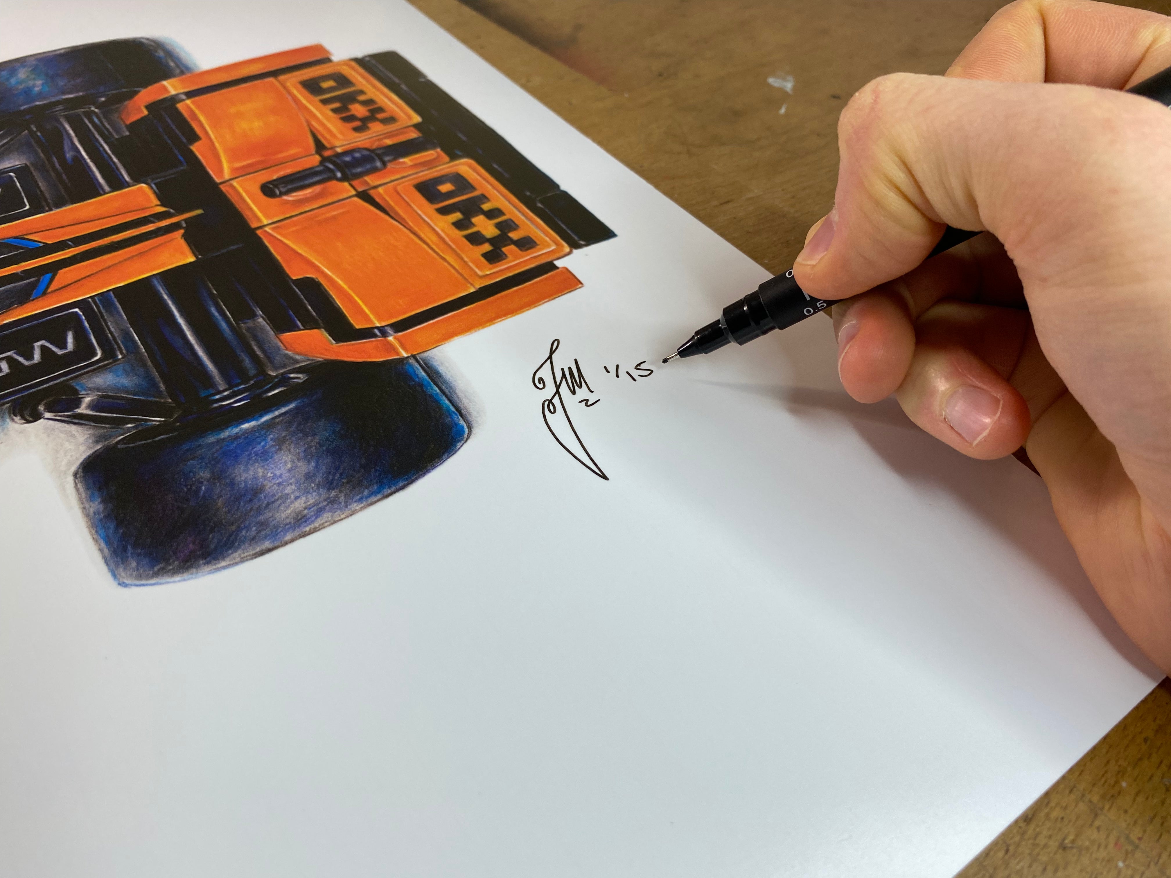 All limted edition LEGO mclaren f1 car coloured pencil drawing prints prints are hand signed and numbered