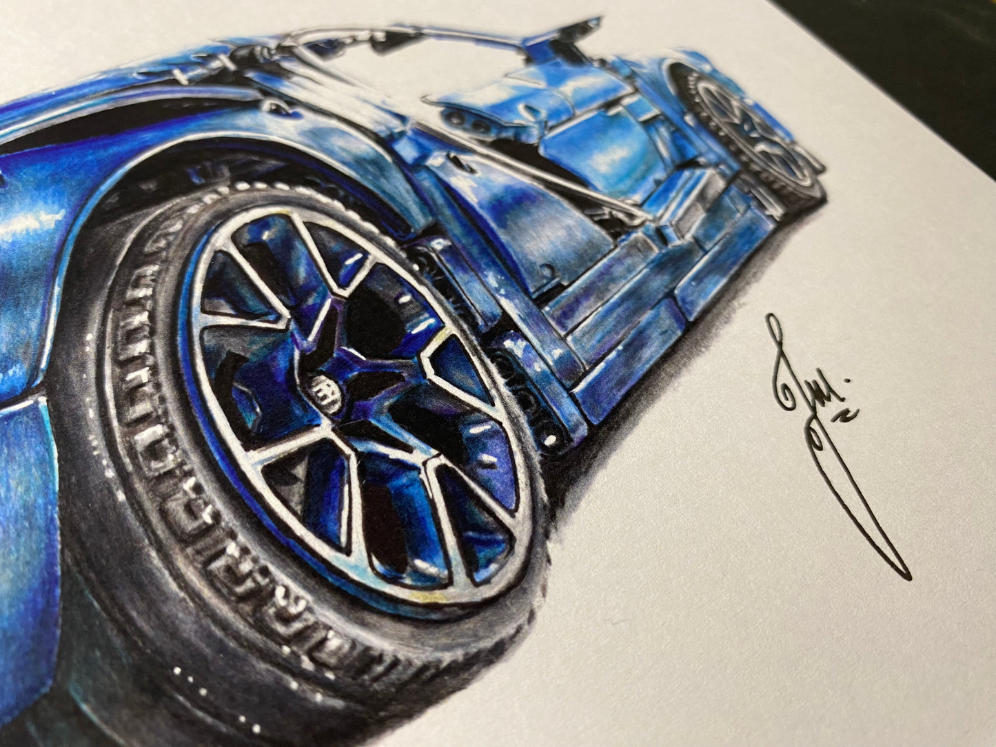 LEGO Technic Bugatti Chiron Drawing - PRINT