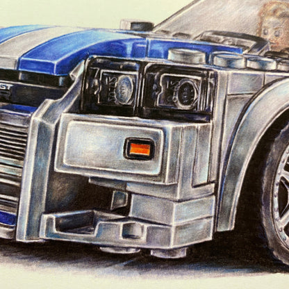 LEGO Nissan Skyline GTR R34 Drawing - PRINT