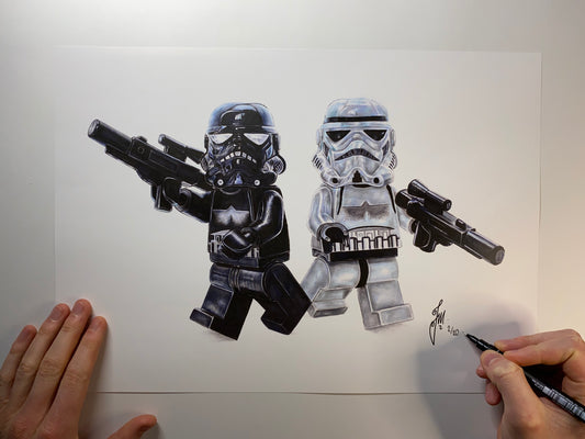 LEGO Shadowtrooper and Stormtrooper Minifigure Drawing - PRINT