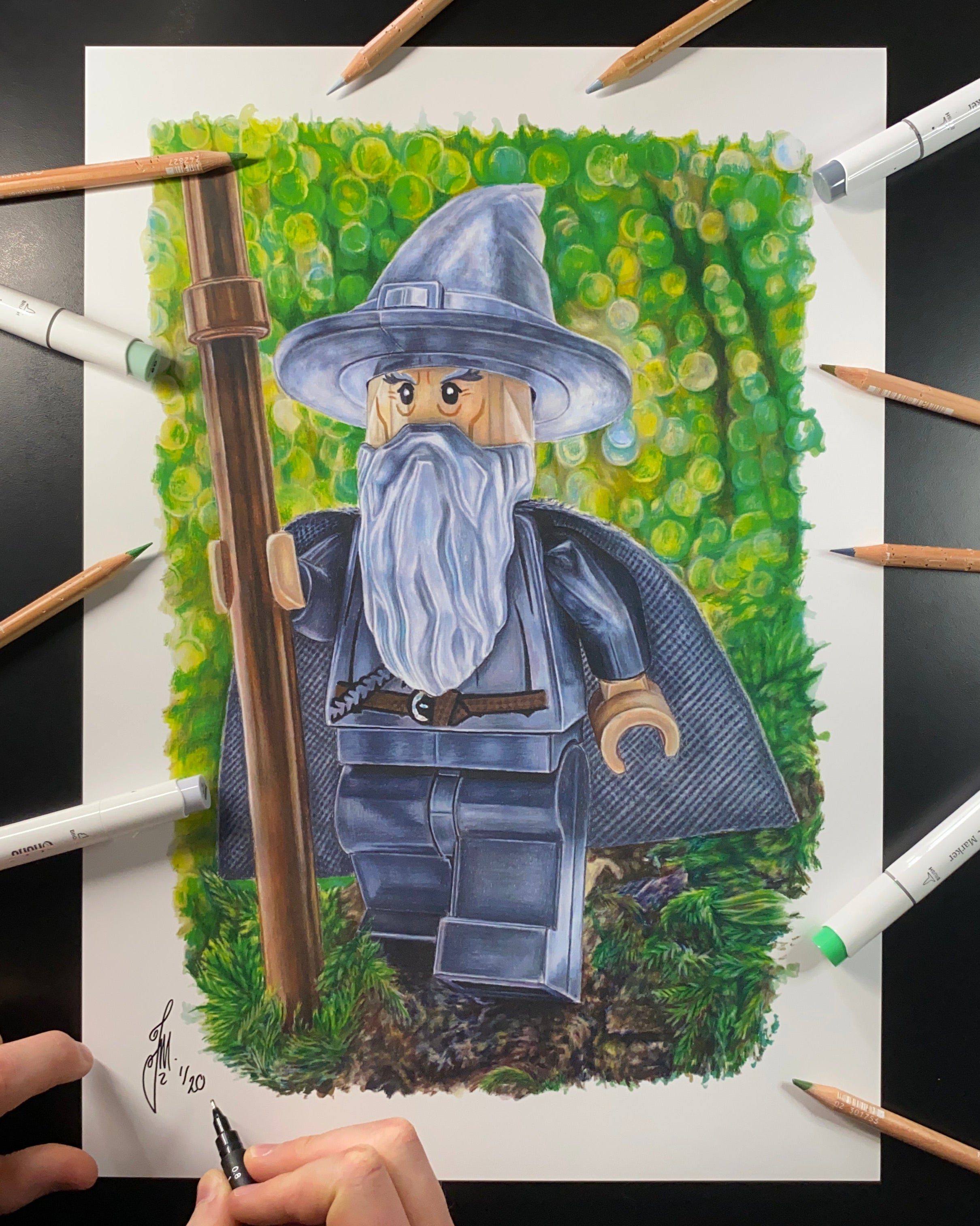 LEGO Gandalf Minifigure Drawing - PRINT