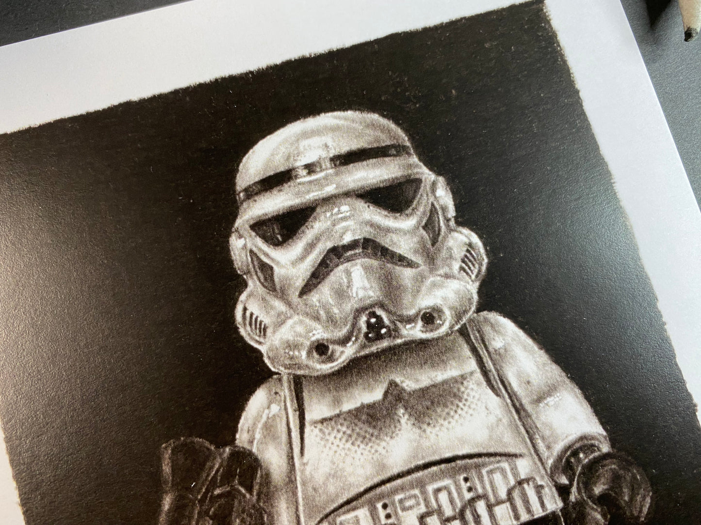 LEGO Stormtrooper Drawing (black background)- PRINT