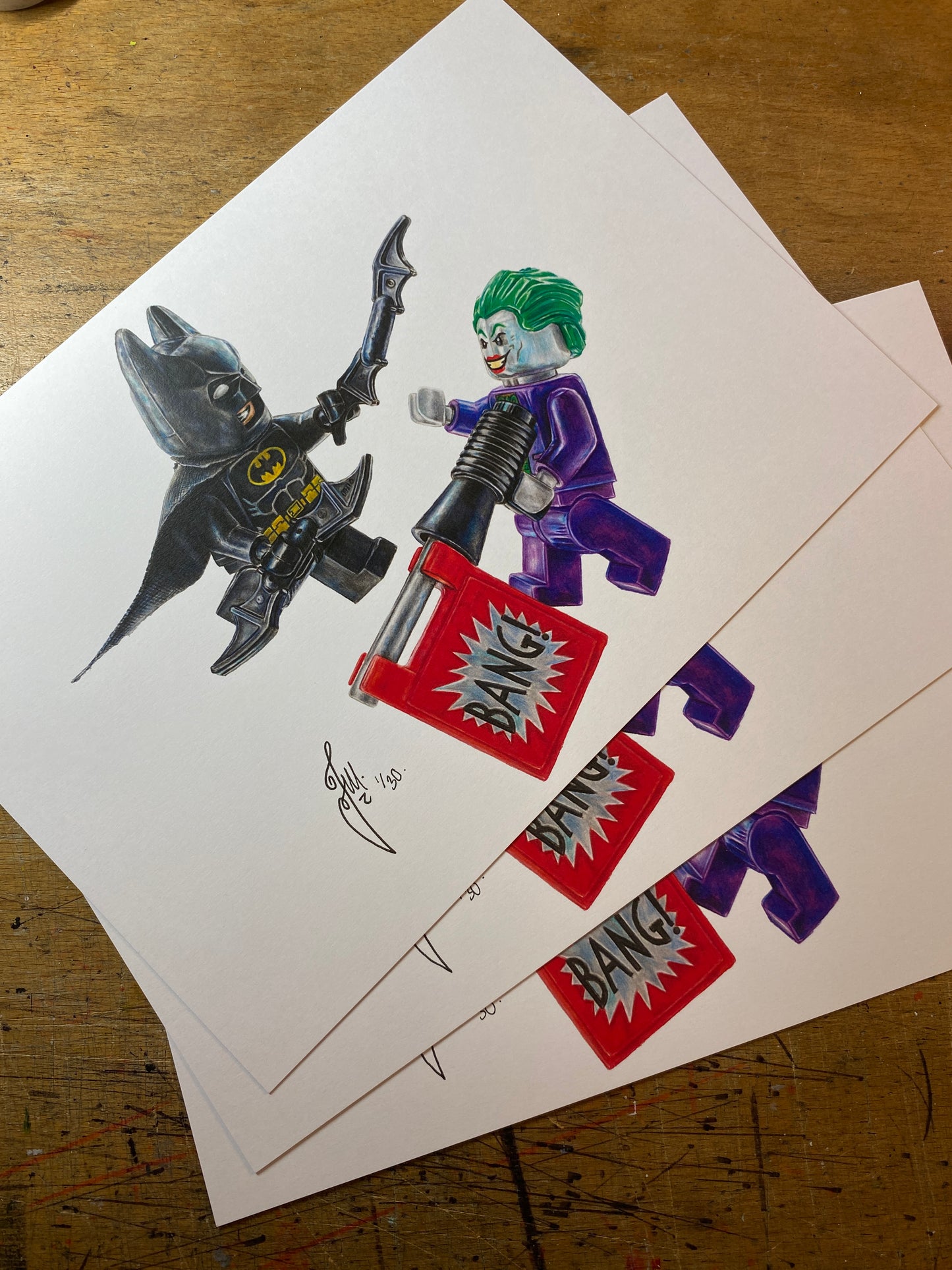 LEGO Batman and Joker Minifigures Drawing - PRINT