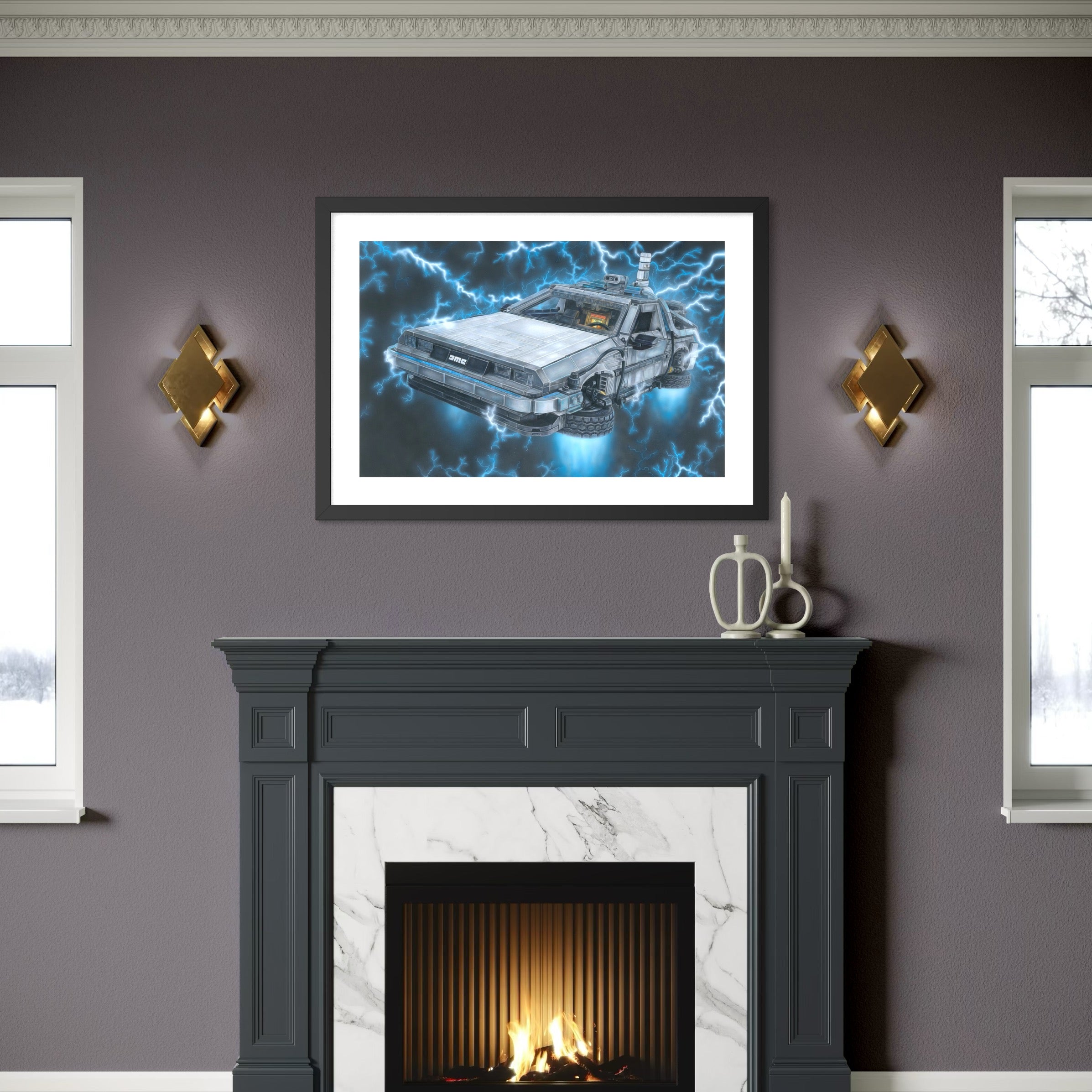 LEGO Delorean Drawing - PRINT