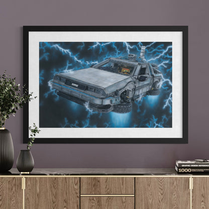 LEGO Delorean Drawing - PRINT