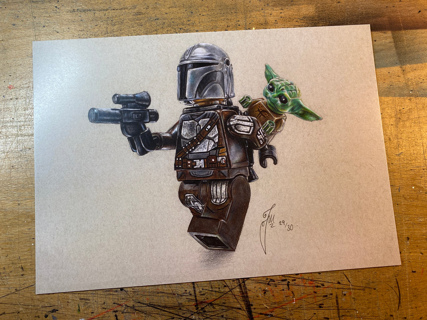 LEGO Mandolorian Minifigure Drawing - PRINT