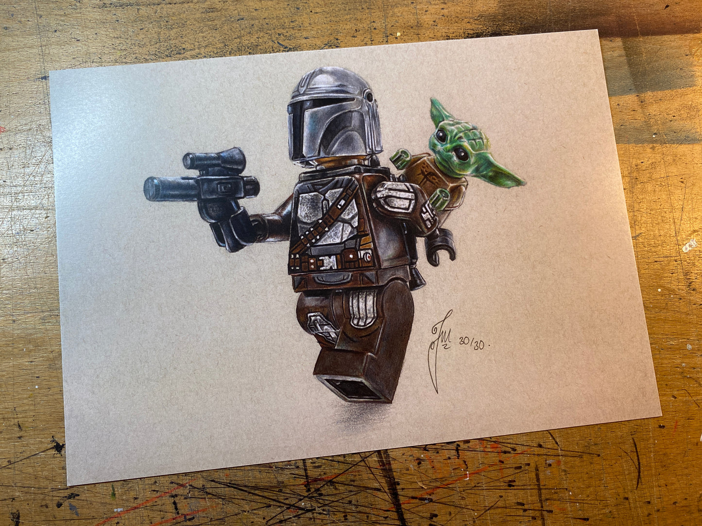 LEGO Mandolorian Minifigure Drawing - PRINT