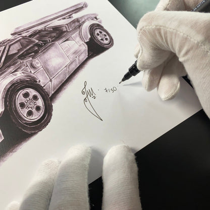 LEGO Lamborghini Countach Graphite Drawing - PRINT