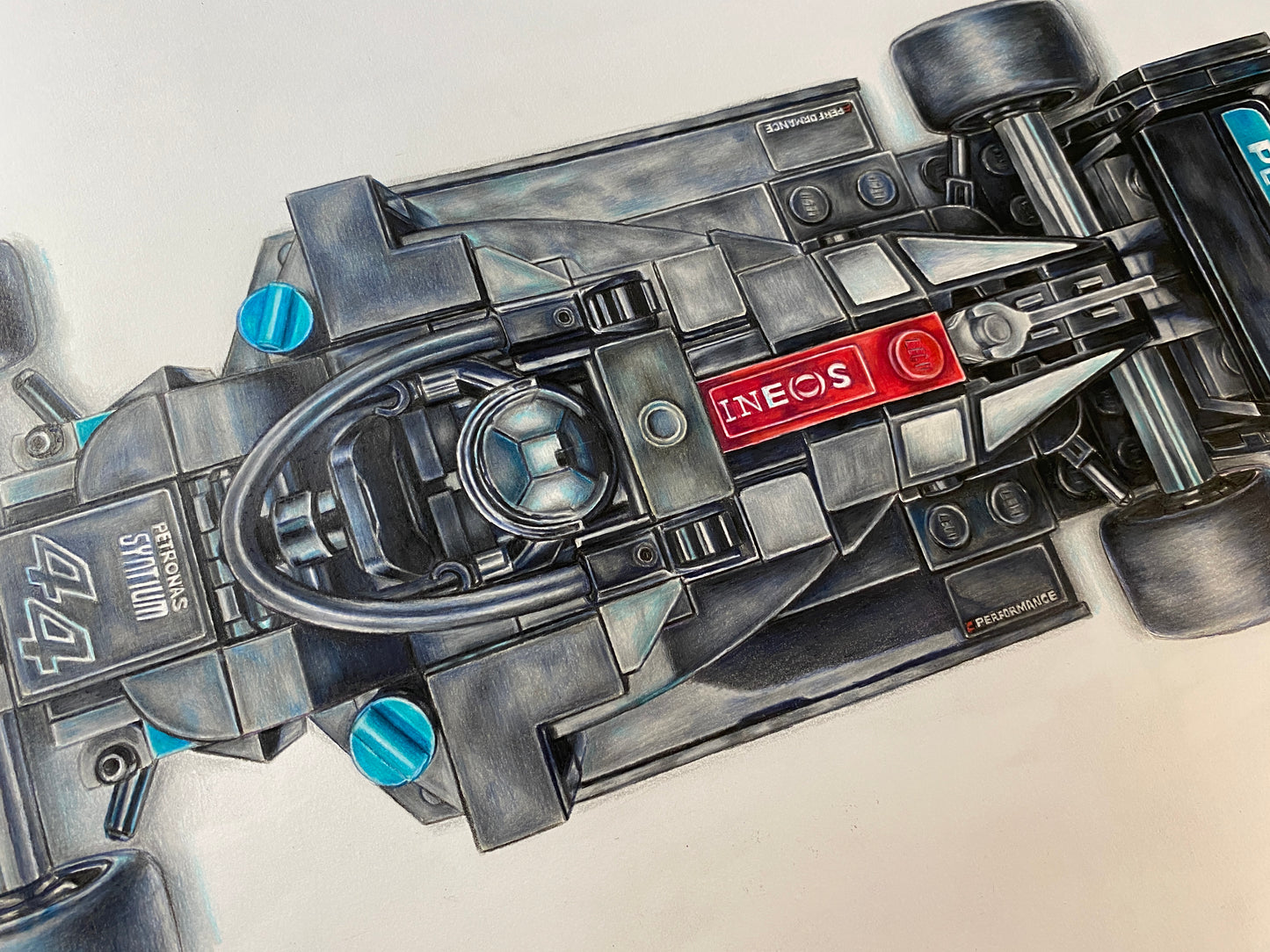 LEGO Mercedes F1 Car Drawing - PRINT