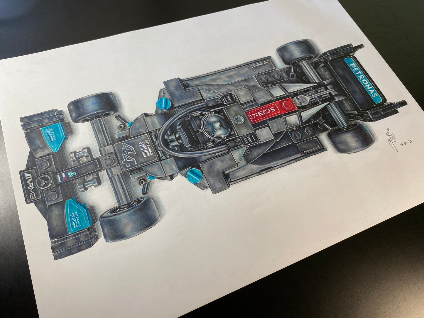 LEGO Mercedes F1 Car Drawing - PRINT