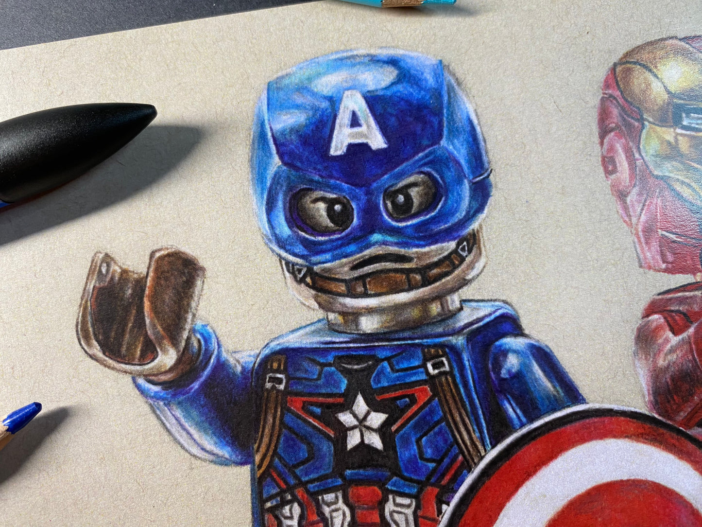 LEGO Captain America and Iron Man Minifigure Drawing - PRINT