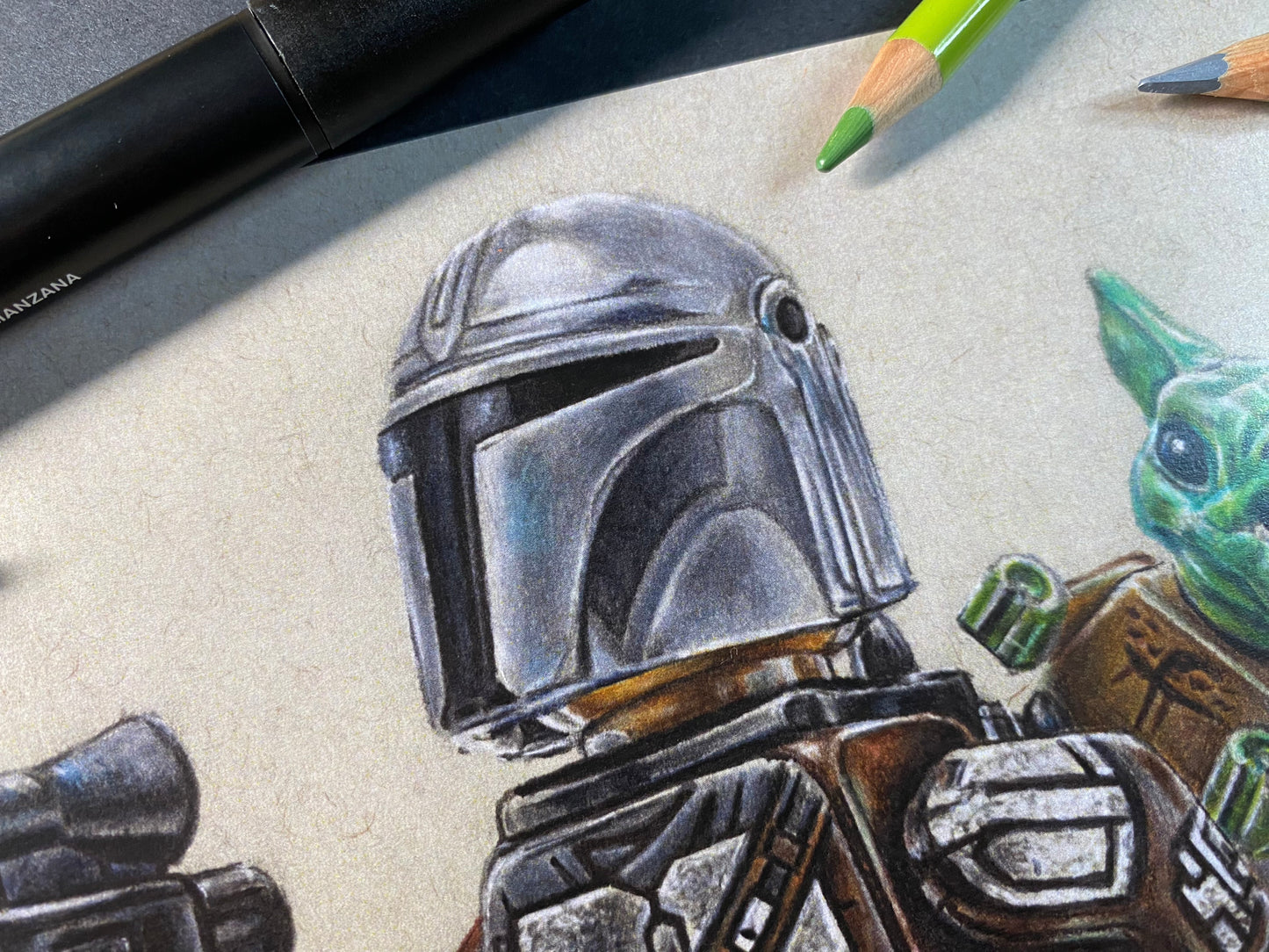 LEGO Mandolorian Minifigure Drawing - PRINT