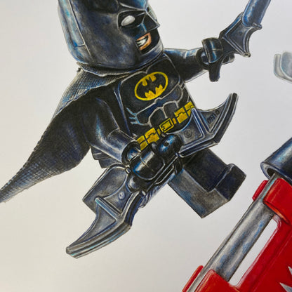 LEGO Batman and Joker Minifigures Drawing - PRINT