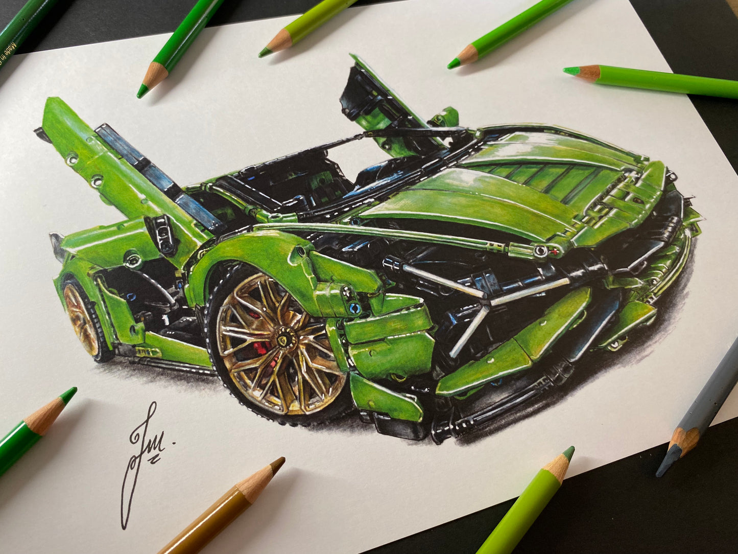 LEGO Technic Lamborghini Sian FKP 37 Drawing -PRINT