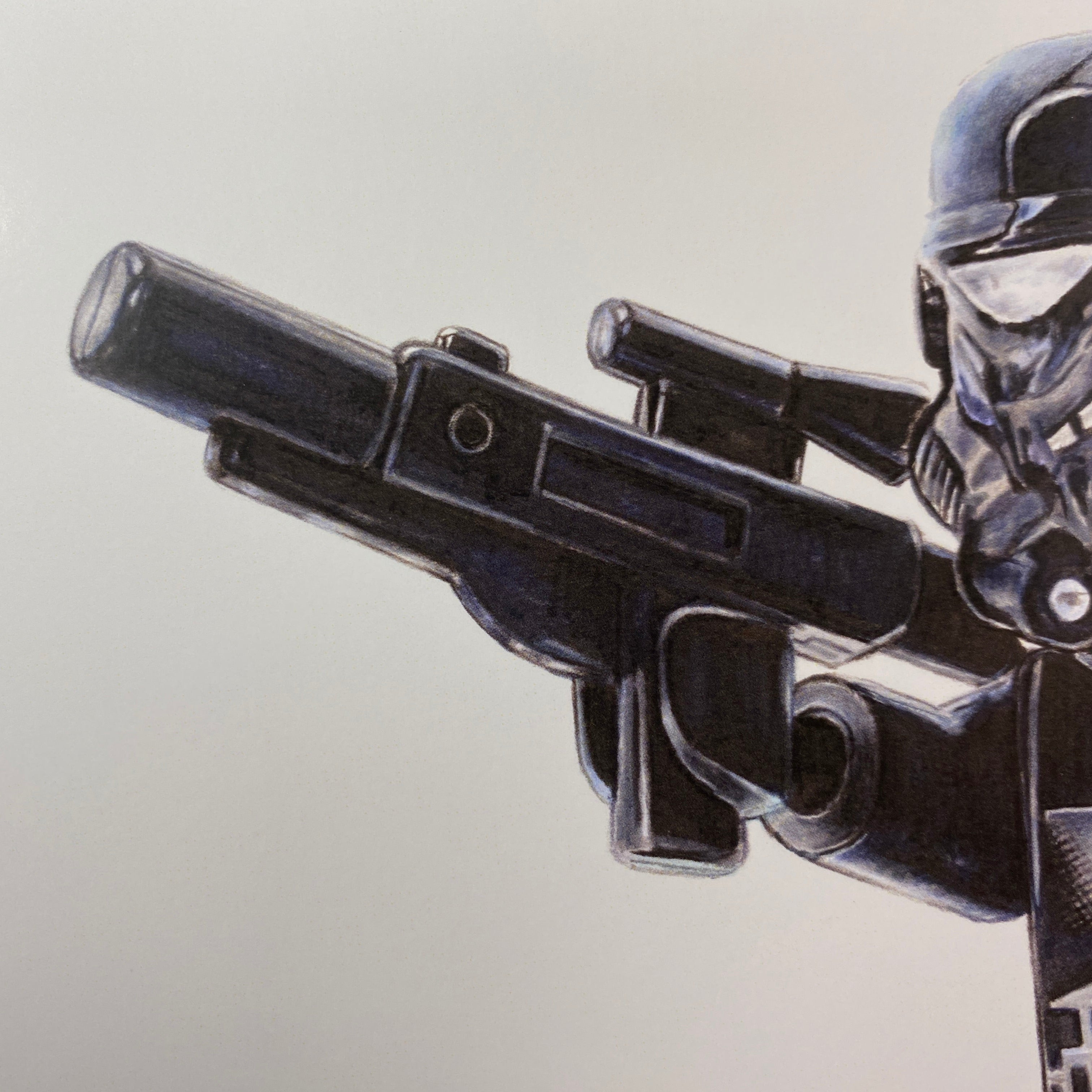 LEGO Stormtrooper blaster drawing on a white background