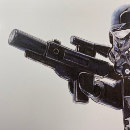 LEGO Stormtrooper blaster drawing on a white background